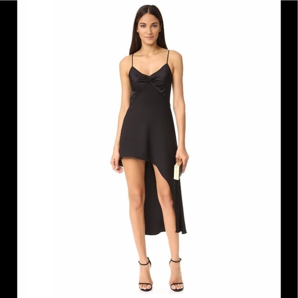- NWT Black Halston Heritage Satin Cami V-neck Slip Dress Spaghetti Straps - Picture 1 of 13